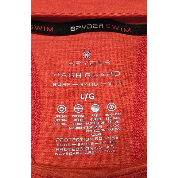 Spyder Swim Men's Large Red Shirt Rash Guard Surf Sand Sun Moisture Wicking - Picture 6 of 9